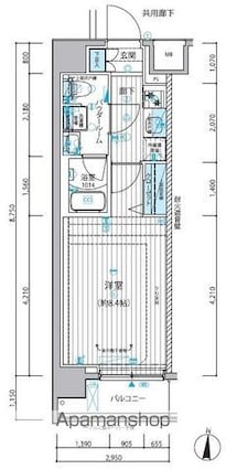 メインステージ錦糸町Ⅷ[1K/25.81m2]の間取図