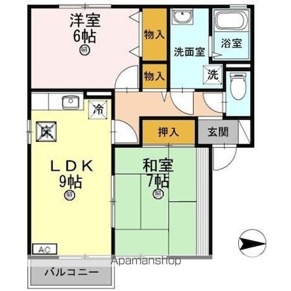 セジュール新横江[2DK/55.2m2]の間取図