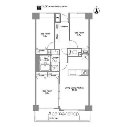 コンフォリア西荻北[3LDK/62.47m2]の間取図