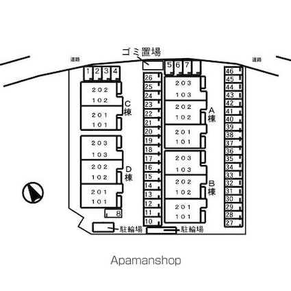 リバーサイド本山　Ｂ[2LDK/65.64m2]の配置図
