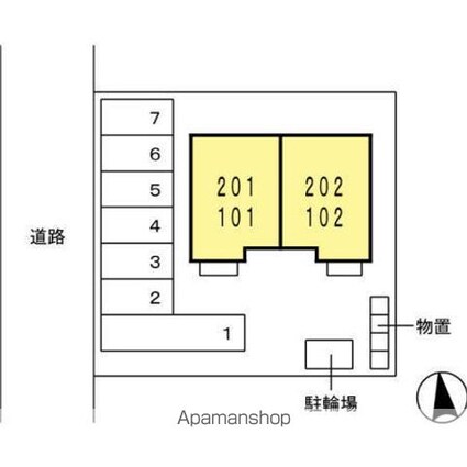 カレンメゾン[2LDK/57.39m2]の配置図