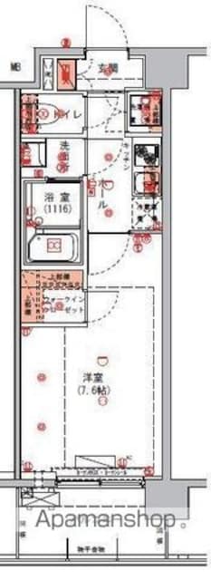 ハーモニーレジデンス東京アーバンスクエア００２[1K/25.95m2]の間取図