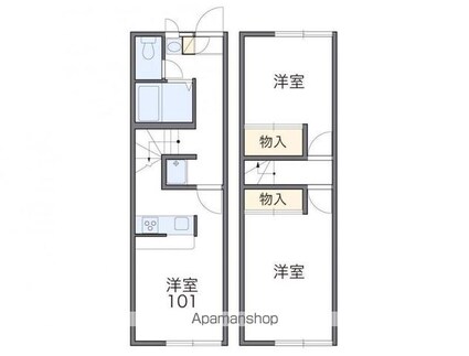 レオパレスレインボー[2DK/49.68m2]の間取図
