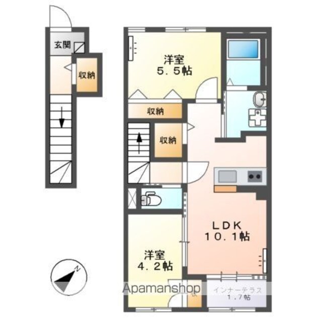 トレアティック島内[2LDK/55.66m2]の間取図