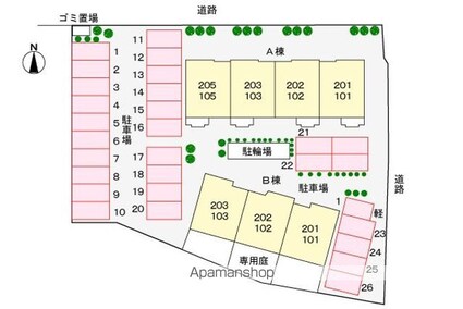 ソレイユ・ルヴァンＡ[2DK/44.39m2]の配置図