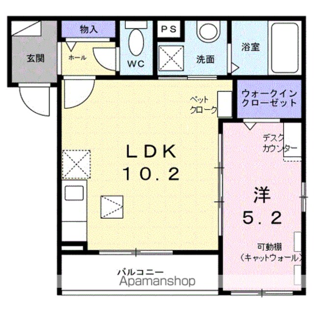 プリマヴェーラ　ドゥエ[1LDK/37.13m2]の間取図