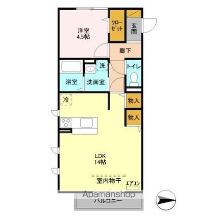 ヒル　ヴァレイ　Ａ[1LDK/46.17m2]の間取図