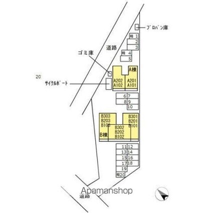 ゴールドウイング　Ｂ棟[1LDK/42.51m2]の配置図