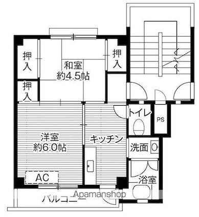 ビレッジハウス小山１号棟[2K/33.09m2]の間取図