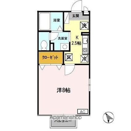 Ｄーｒｏｏｍ石山ＡＷＡＺＵ　Ａ棟[1K/26.71m2]の間取図