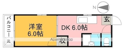 藤本商事第三ビル[1DK/24.6m2]の間取図