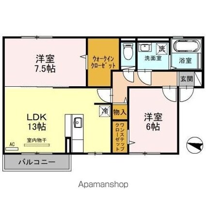 グレイスソシアキトロ[2LDK/65.54m2]の間取図