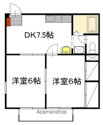 ロックヒルⅡ[2DK/40.58m2]の間取図