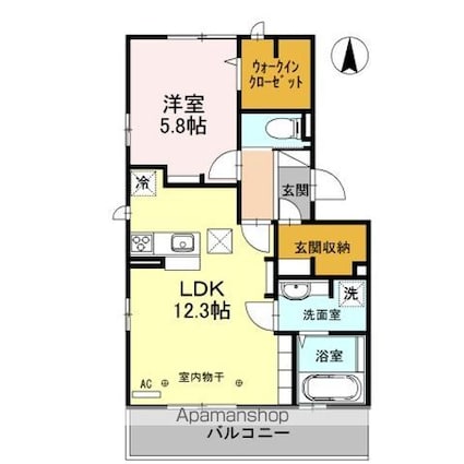 クレストコート[1LDK/48.38m2]の間取図