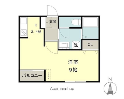 ハートフル　　オリーブの樹[1R/28.9m2]の間取図