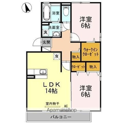 セジュールリアン[2LDK/65.11m2]の間取図