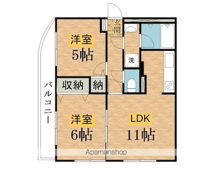 レジデンスウエスト八王子[2LDK/50.7m2]の間取図