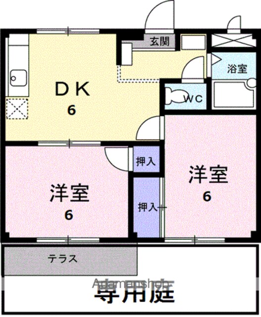 シティハイツ冨士[2DK/43.06m2]の間取図