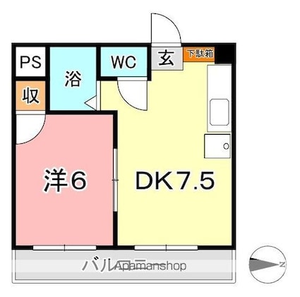 倉敷イーストコーポ[1DK/29m2]の間取図