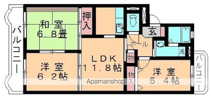 ピースコート[3LDK/62.12m2]の間取図