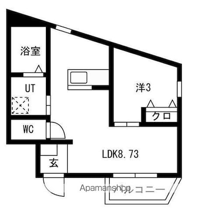 サンレジデンス岩塚[1LDK/28.36m2]の間取図
