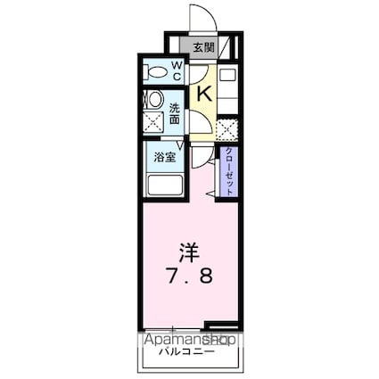 大阪府泉佐野市中町１丁目[1K/26.15m2]の間取図