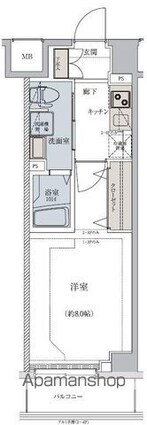 レグゼ用賀[1K/25.81m2]の間取図