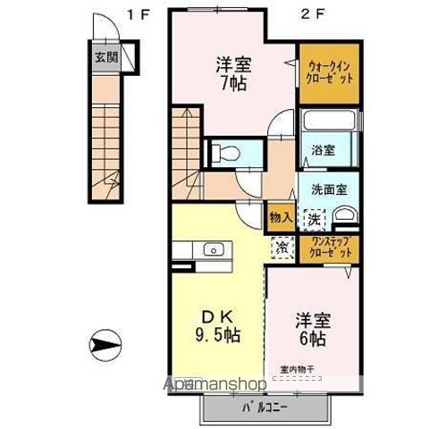 和歌山市新在家のアパートの間取り