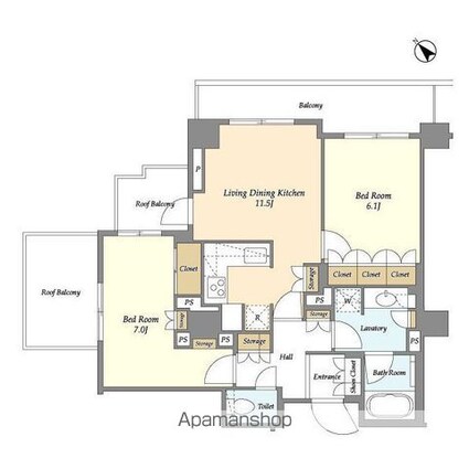ウィルテラス滝野川[2LDK/62.29m2]の間取図