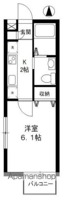 東京都世田谷区喜多見５丁目[1K/20.13m2]の間取図