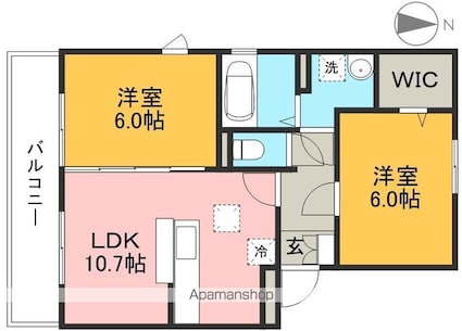ブリッジ杉井流[2LDK/52.54m2]の間取図