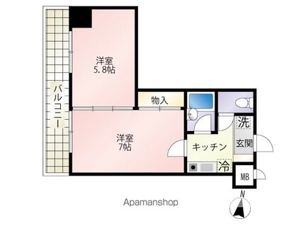 広島県広島市南区東雲本町１丁目[2K/31m2]の間取図