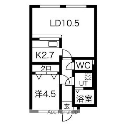 サンデンハイツ[1LDK/44.52m2]の間取図