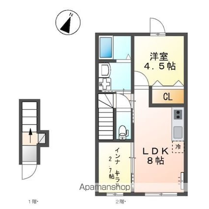 パレス北野[1LDK/40.01m2]の間取図