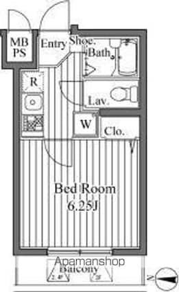 東京都中野区江原町２丁目[1K/22.4m2]の間取図