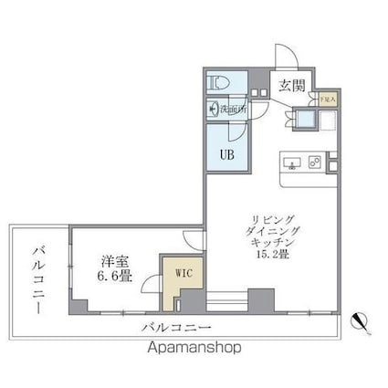 東京都新宿区西新宿７丁目[1LDK/49.46m2]の間取図