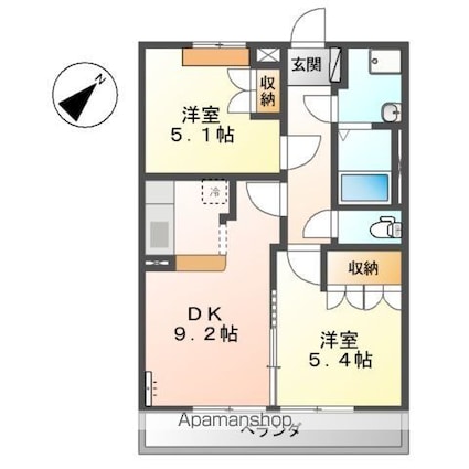 愛媛県四国中央市下柏町[2LDK/48m2]の間取図