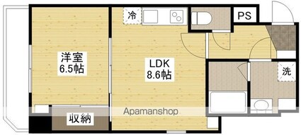 広島県広島市中区八丁堀[1LDK/38.44m2]の間取図