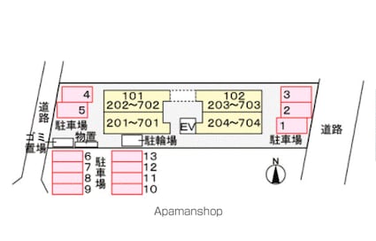 アヴァンティ　サカエ[1K/30.4m2]の配置図