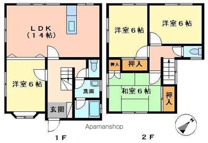 北条久保戸建て[4LDK/89.42m2]の間取図