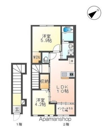 ボンヌール[2LDK/53.8m2]の間取図