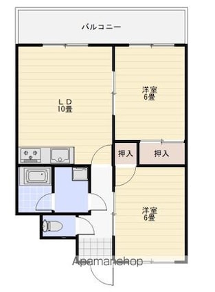 たきもとビル[2LDK/53.95m2]の間取図