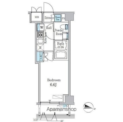 スタイリオ渋谷南平台[1K/21.87m2]の間取図