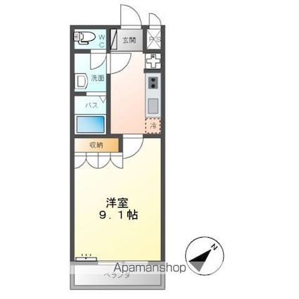 メルヴェール知手[1K/29.7m2]の間取図