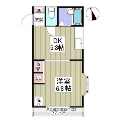 柏倉コーポ[1DK/27.32m2]の間取図