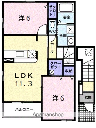 Ｇｒｅｅｎ　Ｖｉｅｗ[2LDK/56.26m2]の間取図