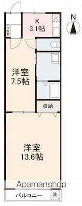 香川県高松市香西東町[2K/62.23m2]の間取図