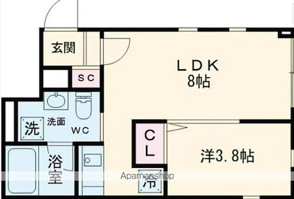 ヴァンテジオ世田谷[1LDK/27.17m2]の間取図