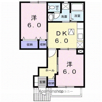 シャルマンヴィラ[2DK/45.82m2]の間取図
