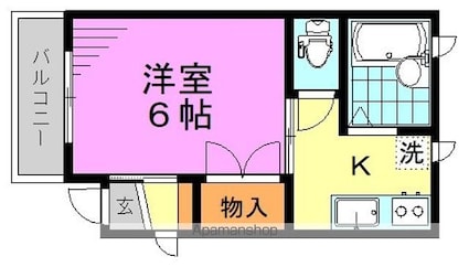 東京都杉並区和田３丁目[1K/22m2]の間取図
